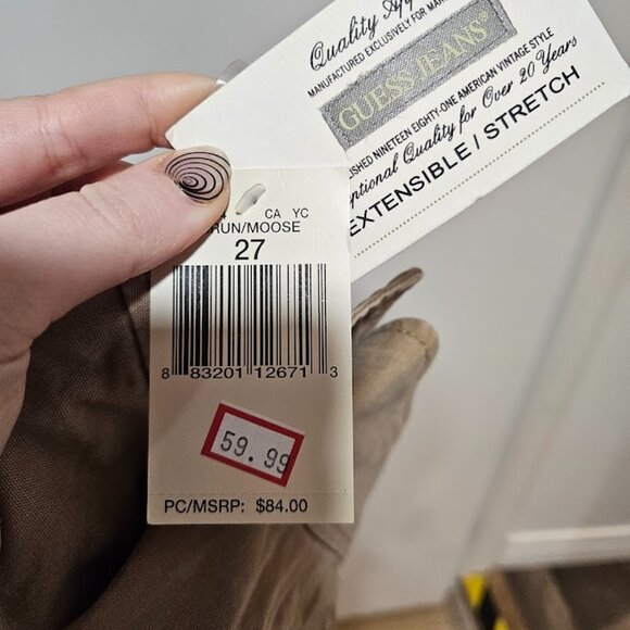 BNWT Vintage Y2K Guess low rise pant boot cut flare tan size 27 - Picture 5 of 10